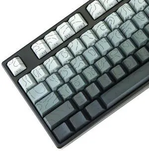 Molgria Contour Line Keycaps, 98 Set Custom PBT Cherry Profile Double-Shot Light Shine-Through Key Caps with South-face Print for Mechanical Gaming Keyboard ANSI Layout (Twilight)