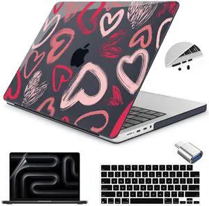 Teryeefi Design Case for MacBook Pro 14 inch 2025 2024 2023 2021 Release M4 A3112 A3401 A3185 M3 A2918 A2992 M2 A2779 M1 A2442, Hard Shell Cover + Keyboard Cover for 14 inch MacBook Pro, Heart A002