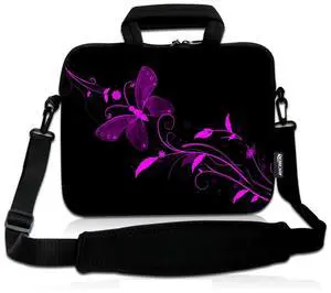 RICHEN 14 15 15.4 15.6 inch Laptop shoulder bag Notebook Handle Sleeve Neoprene Soft Carrying Travel Case with Accessories pocket (14-15.6 inch, Nice Butterfly)