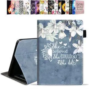 Case for Kindle Fire HD 8/Fire HD 8 Plus Tablet (12th/10th Generation, 2022/2020 Release), Inspirational Quote She Believed She Could So She Did Design PU Leather Folio Case with Smart Auto Wake/Sleep
