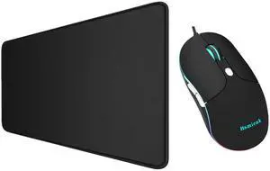 Large Extended Gaming Mouse Pad, (31.5X15.7In) Durable Non-Slip Natural Rubber Base, Waterproof Computer Keyboard Pad Mat for Esports.Upgrade Wired Computer Mouse with Easy Click for Office, Home, Gam
