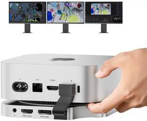 Minisopuru iExpandMate MINI4MAX Mac mini M4 Dock with 4K@60Hz HDMI,4K@144Hz DP,8TB M.2 NVMe SSD Enclosure,Triple Display Docking Station for Mac mini M4/M4 Pro 2024 (TF/SD Slot, 3* USB-A 2.0, Audio)