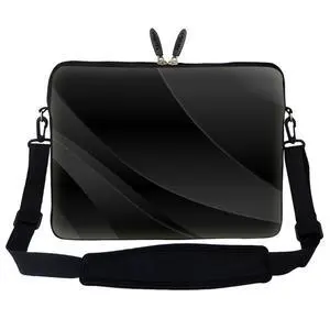 Meffort Inc 17 17.3 inch Neoprene Laptop Sleeve Bag Carrying Case with Hidden Handle and Adjustable Shoulder Strap - Gray Black Swirl