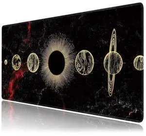 Galaxy Planet Large Mouse Pad,Gaming Keyboard Desk Pad,Extended Mouse Mat Non-Slip Rubber Base with Stitched Edges for Office Game Home XXL 35.4"x15.7"