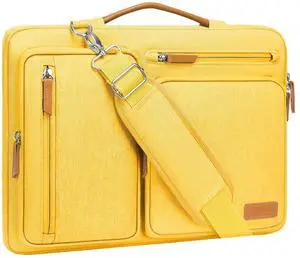 MOSISO 360 Protective Laptop Shoulder Bag,13 inch Computer Bags Compatible with MacBook Air M4 M3 M2 M1 2025-2018/Pro 13 2025-2016,Side Open Messenger Bag with 4 Zipper Pockets, Yellow