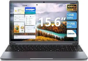 Naclud 15.6 Inch Laptop Computer, Celeron N5095A Processor, Windows 11 Laptop, DDR4 12GB SSD 512GB, 1920x1080 FHD Display, 7000mAh, USB 3.2, Type-C, BT5.0, Traditional Laptops for Business Student