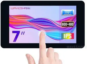 Waveshare 7inch Capacitive Touch Display, 800×480, Supports Raspberry Pi 5/4B/3B+/3A+/3B/2B/B+/A+, CM3/3+/4, Without Case