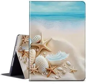 Case for All-New Fire HD 8 & Fire HD 8 Plus Tablet 14th/12th/10th Generation 2024/2022/2020 with Adjustable Stand & Auto Wake/Sleep Feature Smart Protect Tablet Cover Case - Seashell On Beach