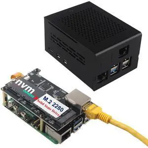 ZDE ZP593 PCIe to 2.5G Ethernet Port PCIe to M.2 Key-M NVMe SSD HAT Expansion Board with ZC506 Aluminum Case for Raspberry Pi 5 2GB 4GB 8GB 16GB