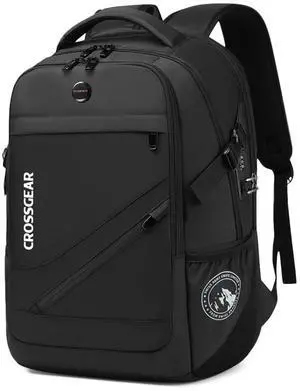 CROSSGEAR Large Travel Backpack Waterproof Laptop Bag Airline Approved Business Office Work Computer Casual Daypacks TSA Lock Anti-Theft Bookbag with USB Port Fit 17.3 inch Laptops for Men Women