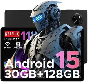 DOOGEE Tab A9 Pro+ Android 15 Tablet,11 inch Tablet with 90Hz Display,30GB+128GB/2TB TF Octa-Core Gaming Tablets,8580mAh,1080P,Bluetooth 5.0+5G WiFi Tablets,13MP+5MP,Face ID/OTG Black