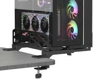 Pholiten Clamp-on Desk Extender PC Desk Mount HolderUniversal PC Wall Mount,7.28 to11.8 inch Wide Gaming Computer Case StandCapacity Weight 66lbs