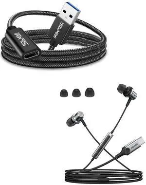 SOLMIMI USB C Female to USB Male Adapter 4FT and USB C Wired Headphone