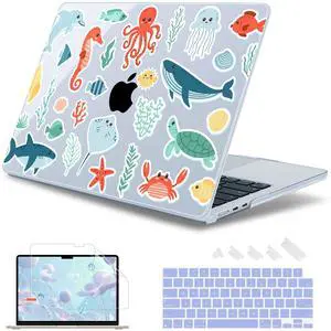 May Chen for M4 MacBook Air 13.6 Inch Case 2025 2024 2023 2022 Release Models: A3240 A3113 M3 A2681 M2, Plastic Hard Shell Case for MacBook Air 13.6" with Retina Display Fits Touch ID, ute sea Life