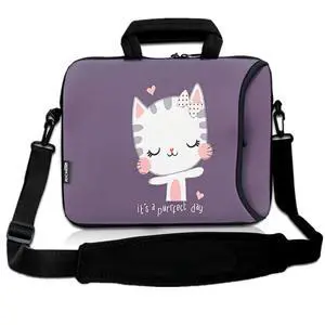 RICHEN 17 inch Laptop Shoulder Bag Carrying Case Computer PC Cover Pouch with Handle Fits 15.6/16/17/17.3/17.4 inch Laptop Notebook (16-17.3 inch, Cute Cat)