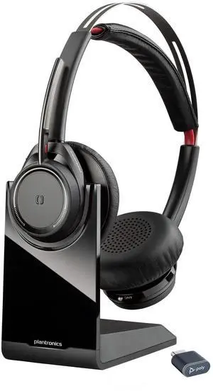 Poly Voyager Focus UC Wireless Headset for Computer & Charge Stand (Plantronics) - Active Noise Canceling (ANC) - Connect PC/Mac/Mobile via Bluetooth - Works w/Teams (Certified), Zoom-Amazon Exclusive