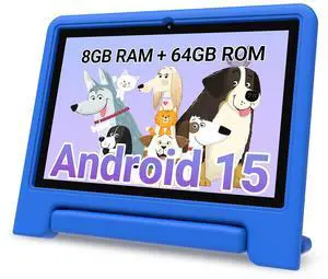 2025 Kids Tablet, 10.1 Inch Android 15 Tablet for Kids, 8+64GB Storage (1TB Expand), Octa-Core, WiFi 6, Pre-Installed Educational Apps, Parental Control, with EVA Protective Case, Eye Protection Mode