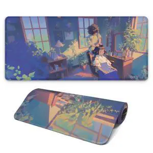 Gaming Mouse Pad with Non-Slip Base, Cute Mouse Mat with Stitched Edges for Keyboard and Mouse, Large Anime Mousepad for Computer, 31.5 x 11.8 inches (Blue)