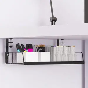 Under Desk Cable Management Tray -No Drilling Cord Organizer for Desk Cable Management and Office Supplies Wire Organizer Under Table (Black, Extra Large)