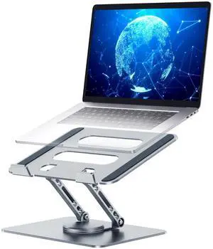 XGKDZJ Adjustable Laptop Stand, Ergonomic, Swivel, Foldable, 360 Rotation, Fits 10-15.6" Laptops, Grey