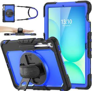 SEYMAC stock Case for Samsung Galaxy Tab S10 FE+ Plus 5G Tablet Case 13.1'' Protective with Screen Protector, Pencil Holder, 360 Rotating Stand, Hand Strap, Shoulder Strap, Blue1