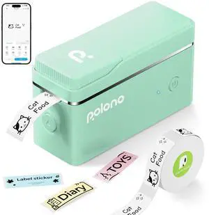 POLONO Label Maker Machine with Tape, P31S Bluetooth Label Printer, Mini Label Maker with Multiple Templates for School Office Home Organization, Wireless Portable Thermal Printer for Storage, Cyan