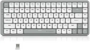 E-YOOSO HUO JI 84 Keys Ultra-Slim Wireless Bluetooth/USB Wired Mechanical Keyboard with White LED Backlit, Low-Profile G Mechanical Red Switch Compatible with Mac Windows