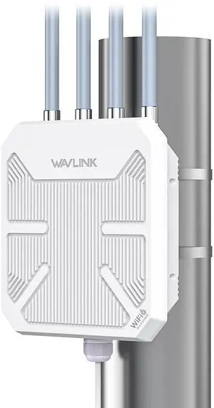 WAVLINK Outdoor WiFi 6 Wireless Access Point, AX1800 WiFi 6 Extender Long Range, Support Active PoE, 4x8dBi Antennas,Work with Starlink/Repeater/Router,IP67,Up to 128 Devices for Farm,Yard,RV,Campsite