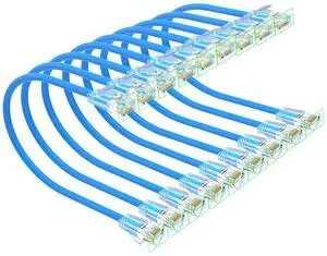Xcftaud Cat 6 Patch Cables 15 feet (10Pack), Slim Cat6a Ethernet Patch Cable 10Gbps 550Mhz, UTP Pure Copper Patch Cables Cat6, Flexible Thin Cat6a Patch Cable for Network Devices Setup, Blue