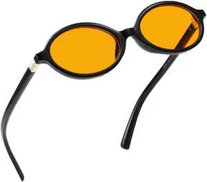 ZIHVEUC Trendy Amber Blue Light Blocking Glasses Orange Lens for Better Sleep,Computer Eye Strain Men Women Gaming GlassesOval (Black)
