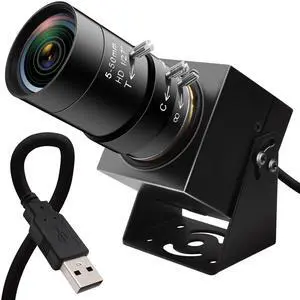 MMlove 1200P USB Camera, 10X Optical Zoom Webcam with 5-50mm Manual Focus Lens,90fps Global Shutter High Speed Camera,for Windows/Mac/Linux/Android, Conferencing/Streaming