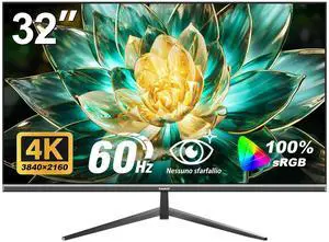 Gawfolk 32 Inch 4K UHD Computer Monitor, Ultra-Clear (3840×2160p) Screen, 100% sRGB,178° Viewing Angle, Display PortHDMI, Compatible with Wall mounting 100 * 100MM - Black