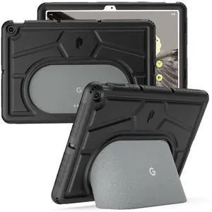 Poetic TurtleSkin Series for Google Pixel Tablet Case 11 inch (2023), Heavy Duty Shockproof Rugged Kids Friendly Drop Protection Silicone Cover Case, Black