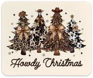 KDHTY Coquette Christmas Desk Decorations Merry Christmas Mouse Pad,Vintage Cowgirls Western Mousepads for Desk Office,Winter Holiday Decorations Non-Slip Rubber Base,9.5x7.9 in