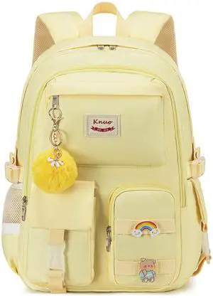 KIDNUO Backpack for girls Laptop Backpacks 15.6 Inch College Cute Bookbag Anti Theft Primary Elementary School Bag Casual Daypack for Teens Girls Women Students Yellow