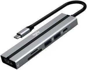 ikling USB c Hub, 6-in-1 with 4K HDMI, 60W PD, 2 USB-A Data Ports and SD/TF Card Reader, USB C Hub Multiport Adapter for MacBook Pro/Air, iPad Pro, iMac, Surface, Thinkpad, Galaxy, and More