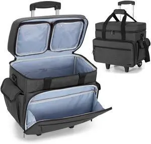 Teamoy Rolling Teacher Bag with 15.6 Inch Laptop Compartment, Teacher Tote Bag with Detachable Wheels, Multi-functional Rolling Teacher Tote, Black