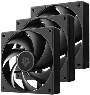 ID-COOLING AF-125-K Trio 120mm Case Fans 3 Pack FDB PC Fans Daisy Chain Connector Computer Fans for Radiator/CPU Air Cooler/Computer Case