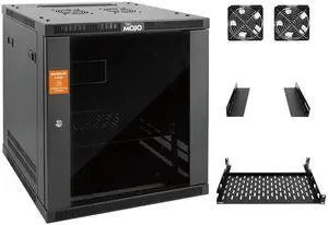 Tecmojo 12U Wall Mount Rack Cabinet, Heavy-Duty 176 Lbs High Load Capacity, 19 Enclosed Server Network Rack with Glass Door, 17.7 Deep  Elite Collection
