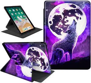 SDDFRHGH for Amazon Fire Max 11 Tablet Case (13th Generation,2023 Release),360 Degree Rotating Folio Stand Leather Smart Cover for Kindle Fire Max 11 inch 13th Gen-Purple Wolf Full Moon