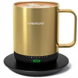 Vsitoo S3 Pro 14oz Self Heating Coffee Mug, Heated Coffee Mug & Smart Mug with Temperature Control (120°F-150°F), App/Button Operation for Home/Office, Ideal Gift for Men/WomenGold