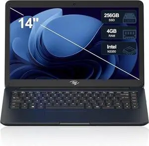 LETSUNG 14" Itel Laptop Computer, Celeron N3350 (Dual-Core) | 4GB RAM | 256GB SSD | Ultra Slim Design | HDMI & USB 3.2 | 2.4G/5G WiFi | Webcam | for Home
