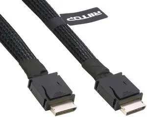 RIITOP Oculink Cable Short [1.6ft], PCIe 4.0 SFF-8611 4i Male to Male Cord for Oculink eGPU onexGPU