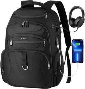 YAMTION School Backpack for Adults and Teens,17.3 Inch Large Laptop Bookbag for High School College Students Work Office Business