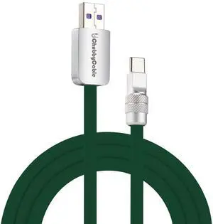 chubbycable Chubby 2.0 Fast Charging Cable Durable Soft Silicone USB C Cable 120W Extra Thick Charger Cord Compatible with iPhone 17-15 Series iPad, Dark Green, USB-A to Type-C, 6.6 FT