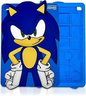 Sonic The Hedgehog Silicone Back Case Compatible with iPad 9th/8th/7th Gen (2021/2020/2019), Anti-Slip Soft Rubber Protective Cover (Sonic Design)