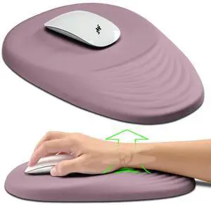 Hokafenle Ergonomic Mouse Pad Wrist Support, Terraced Slope Carpal Tunnel Wrist Pad for Mouse with Unibody Memory Foam, Wrist Rest Pain Relief Mousepad (Pale Purple, 11.8x7.9 in)