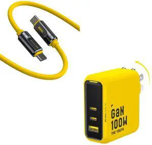 AOHI Youth 100W Gan+ USB C Wall Charger+USB 4 2.0 Cable 3.3FT with up to 120Gbps Bandwidth Boost Dual 8K/4K Display 240W PD 3.1 Fast Charging