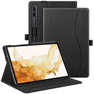 Fintie Case for Samsung Galaxy Tab S10+/ S9+/ S8+/ S7 FE/ S7+ 12.4 Inch, Multi-Angle Viewing Protective Cover with Pocket, Auto Sleep/Wake, Black