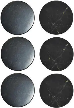 Shungite World 6 pcs Shungite Stickers Set Round 20 mm Polished and Unpolished (3 of Each) for Cell Phone Case Tablet Laptop Computer - Energy Shungite Stones Protection Plate with Carbon Fullerenes